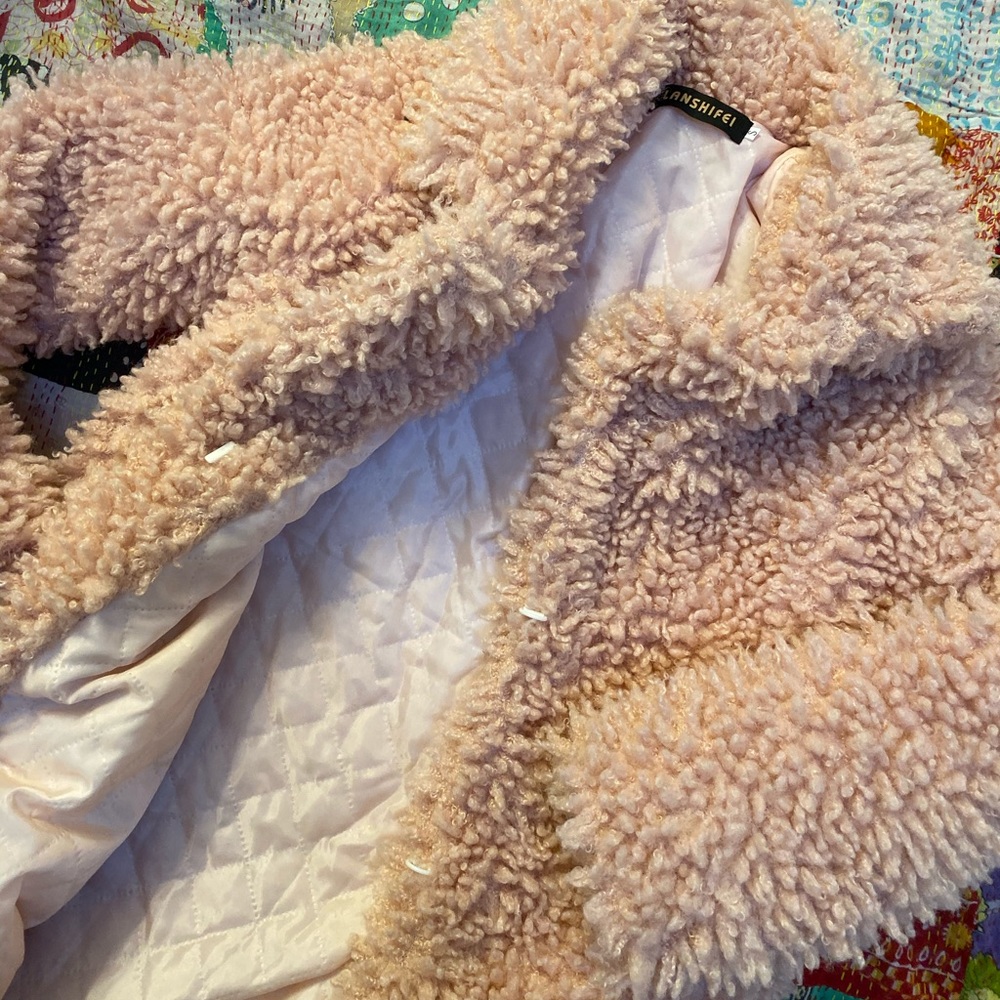 NWOT faux fur blush jacket